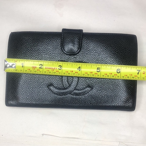 CHANEL CC Logo Black Caviar Frame Kisslock Long Bifold Wallet Authenticity Card - Picture 14 of 15